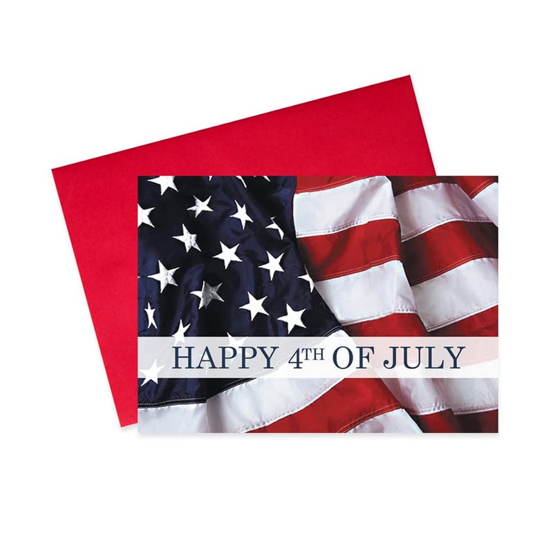 CEO Cards Independence Day Cards for Family & Business (American Flag) Happy 4th of July Bulk Greeting Card Set Pack of 25 with Red Envelopes (5x7 inch - A7) Office, Work, Employees & Clients (JF1504) - Image 1